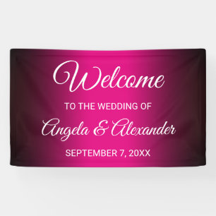 Schwarz-Pink-Strahlen-Hochzeit Banner