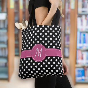 Schwarz Pink Weiße Monogramm Punkte