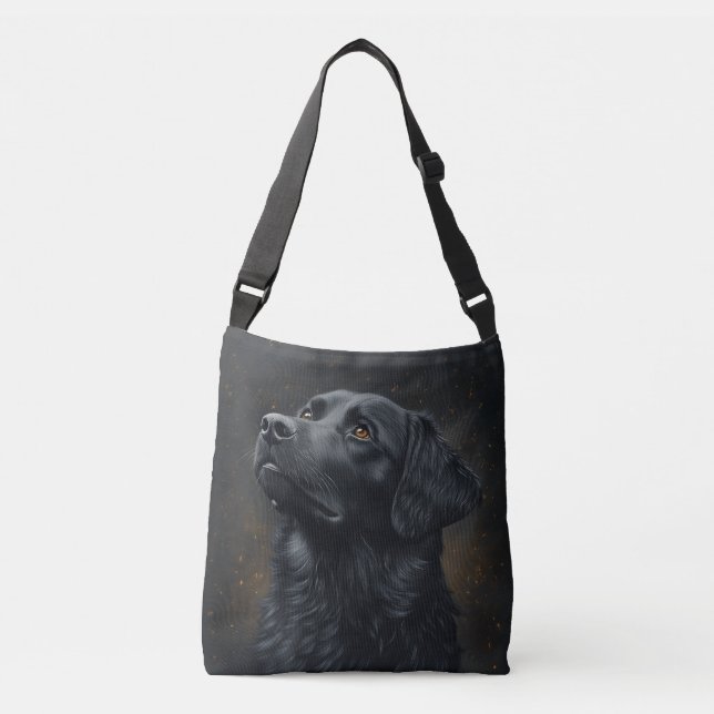 Schwarz platzierter Retriever Crossbody Bag Tragetaschen Mit Langen Trägern (Vorderseite)