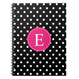 Schwarz-Polka-Dot-Rosa-Monogramm Notizblock