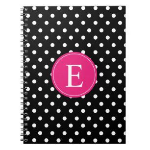 Schwarz-Polka-Dot-Rosa-Monogramm Notizblock