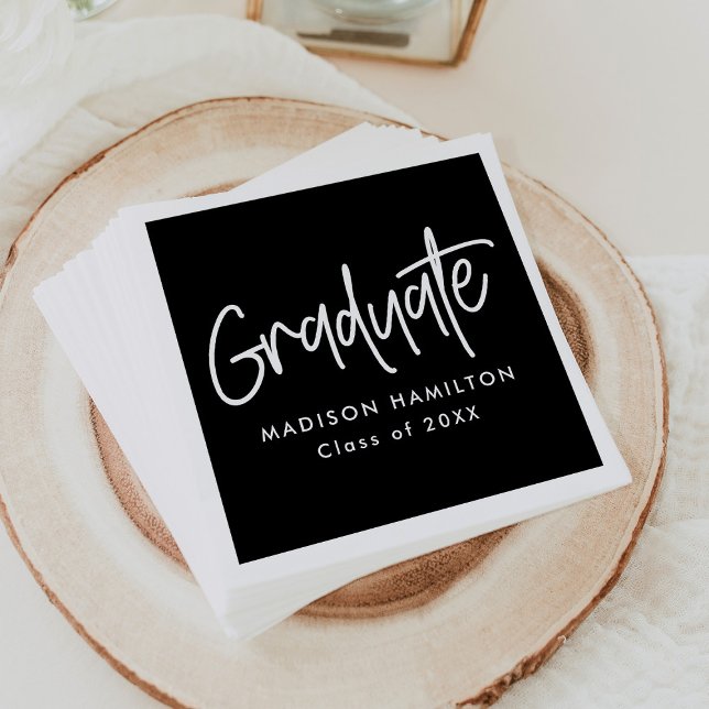 Schwarz | Preppy Script-Abschluss Serviette (Von Creator hochgeladen)