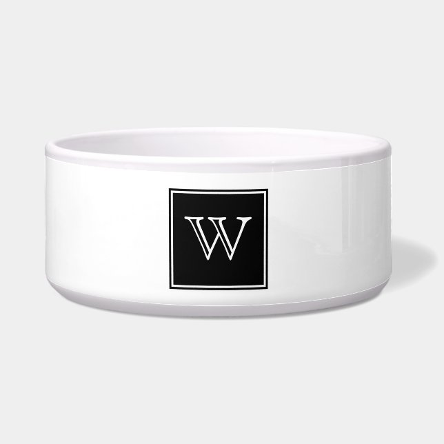 Schwarz-Quadrat Monogram Pet Bowl Napf (Vorderseite)