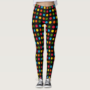 Schwarz Red Blue Green Yellow Orange Polka Dot Leggings