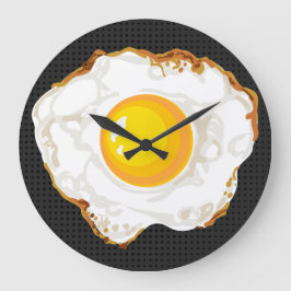 Schwarz Retro Stil Fried Egg Küche Dekoration Große Wanduhr