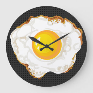 Schwarz Retro Stil Fried Egg Küche Dekoration Große Wanduhr