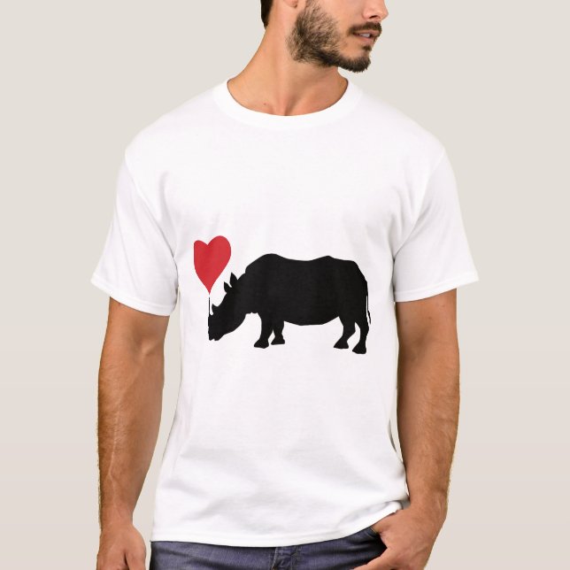 Schwarz-Rhino-mit-Herz T-Shirt (Vorderseite)