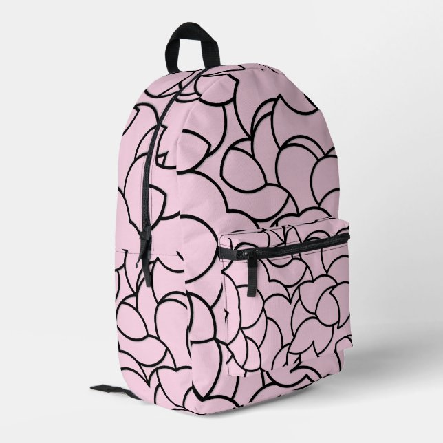 Schwarz/Rosa Abstrakt Bedruckter Rucksack (Rückseitige Ecke links)