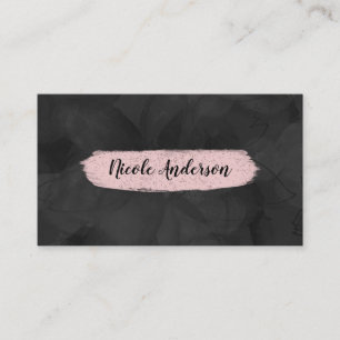Schwarz & Rosa Aquarell Blumen Glam Modern Pinsel Visitenkarte