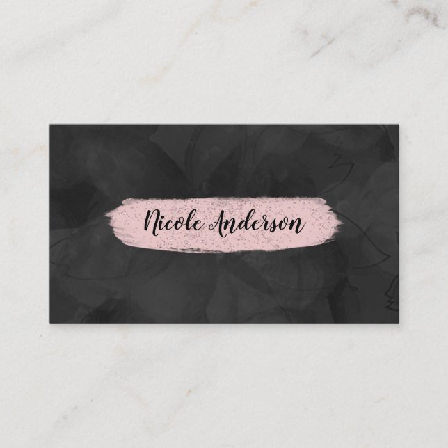Schwarz-Rosa Aquarellfarben Blütenglanz Modernes B Visitenkarte (Vorderseite)