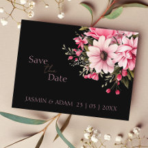 Schwarz-Rosa-blaue Hochzeit speichern Sie das Datu