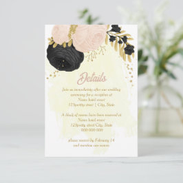 Schwarz-Rosa-Blume Goldfarben-Details der botanisc Begleitkarte