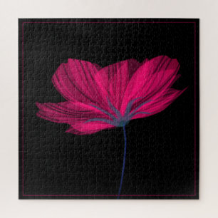 Schwarz-Rosa Blume Klassik Blumenmuseum Puzzle