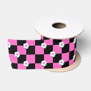 Schwarz-Rosa-Blume Satinband