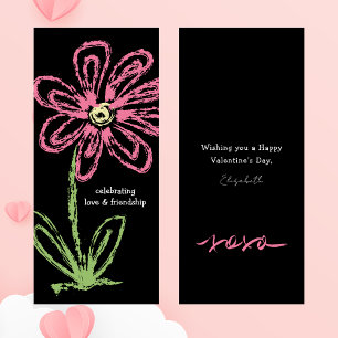 Schwarz/Rosa Blume Valentinstag Freundschaftskarte