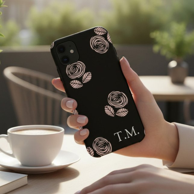 Schwarz-Rosa-Blütenblumen Case-Mate iPhone Hülle (Von Creator hochgeladen)
