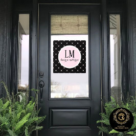 Schwarz & Rosa Bogen Monogramm Fensteraufkleber