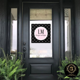 Schwarz & Rosa Bogen Monogramm Fensteraufkleber