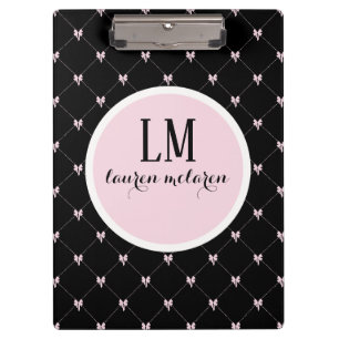 Schwarz & Rosa Bogen Monogramm Klemmbrett