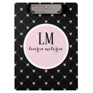 Schwarz & Rosa Bogen Monogramm Klemmbrett