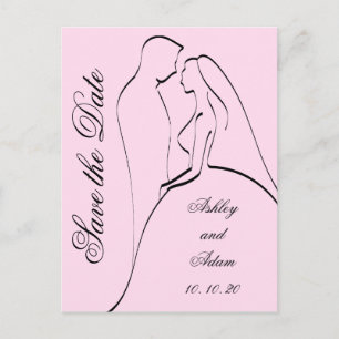Schwarz-Rosa-Braut und Boden retten Daten Ankündigungspostkarte