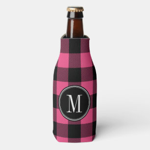 Schwarz-Rosa Büffel-Karo-Monogramm Flaschenkühler
