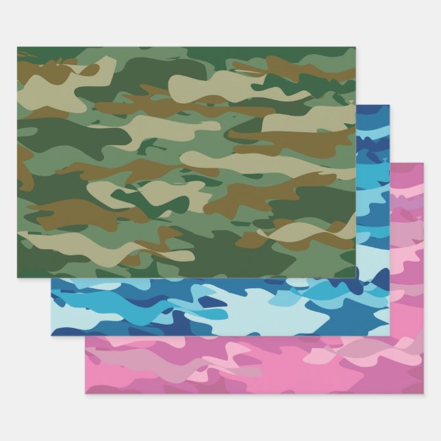 Schwarz-Rosa-Camouflage Geschenkpapier Set (Set)