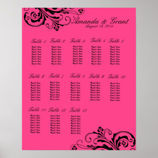 Schwarz-Rosa-Chic-Blüh Poster