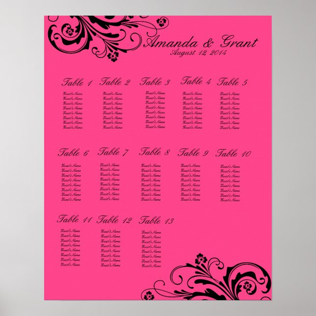 Schwarz-Rosa-Chic-Blüh Poster (Vorne)