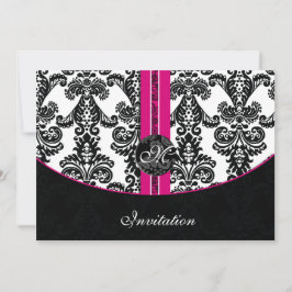 Schwarz-Rosa-Damaskus-Hochzeit Einladung