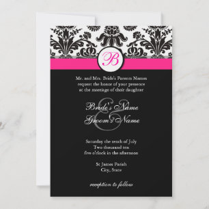 Schwarz-Rosa-Damaskus-Hochzeitseinladung Einladung
