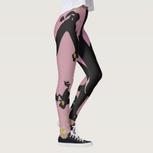 Schwarz-Rosa-Dreh-Flop-Design Leggings