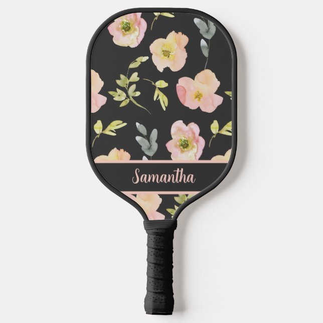 Schwarz Rosa Farbe Farbe Name der Blume Pickleball Schläger (Rückseite)