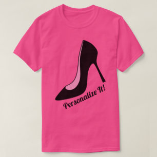 Schwarz-Rosa-Fersenrücklauf T-Shirt
