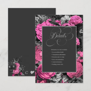 Schwarz-Rosa-Flora   Moderne schicke botanische Ho Begleitkarte