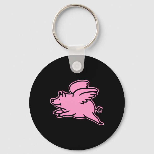 Schwarz-Rosa-Flying-Pig Schlüsselanhänger (Vorderseite)