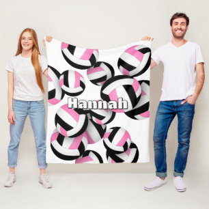 Schwarz-Rosa-Girl-Volleyball-Dekoration Fleecedecke
