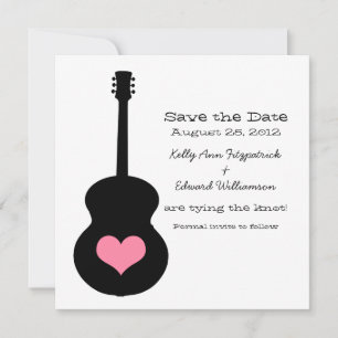 Schwarz/Rosa Gitarrenherz Save the Date einladen