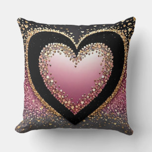 Schwarz/Rosa Glitzer Herzklopfen Stylis Kissen