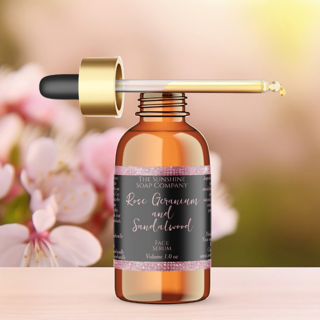 Schwarz-Rosa-Glitzer Wasserdichte Tropfenflasche Etiketten (Von Creator hochgeladen)