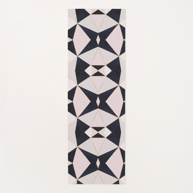 Schwarz Rosa Gold Kaleidoskop Geometrisch Yogamatte (Vorderseite)