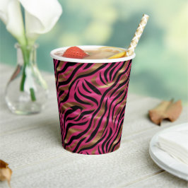 Schwarz Rosa Gold Zebra Streifen Tierisches Druckm Pappbecher