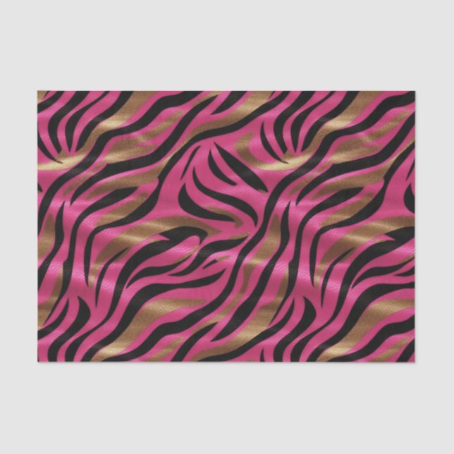 Schwarz Rosa Gold Zebra Streifen Tierisches Druckm Seidenpapier (Vorderseite)