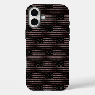 Schwarz-Rosa-Grunge Vintages amerikanisches Flag-M iPhone 16 Plus Hülle