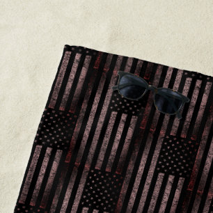 Schwarz-Rosa-Grunge Vintages amerikanisches Flag-M Strandtuch