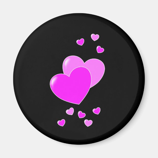 Schwarz-Rosa-Herz-Magnet Magnet (Vorne)