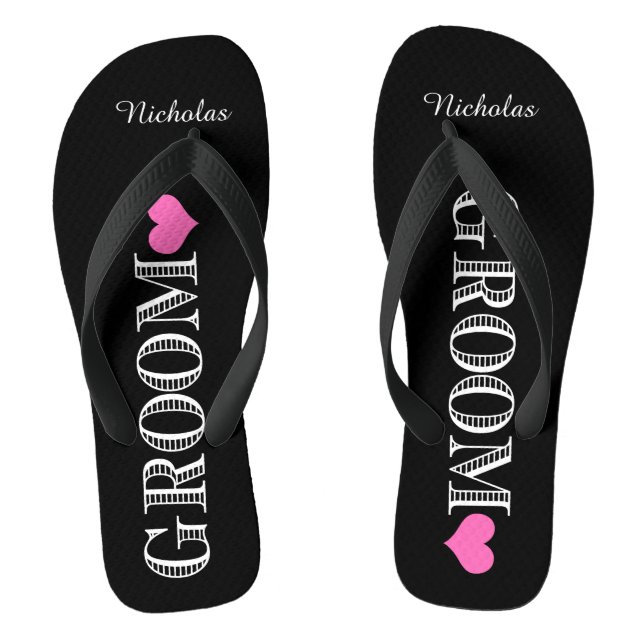 Schwarz/Rosa Herzgroom Flip Flops (Fußbett)