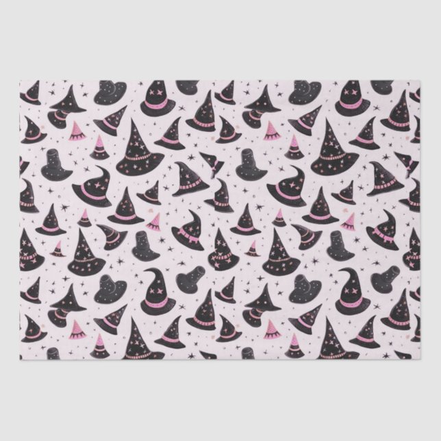 Schwarz-Rosa-Hexe-Hasenstars rosa Halloween Seidenpapier (Vorderseite)