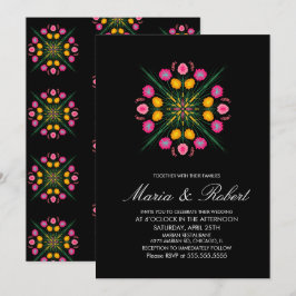 Schwarz-Rosa-Hochzeit mit mexikanischer Hand Einladung
