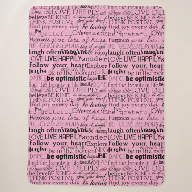 Schwarz-Rosa Inspirationswörter Sherpadecke (Vorderseite)